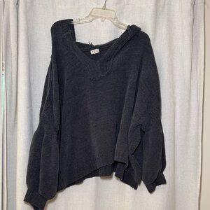 POL Black V-Neck Sweater Oversized Knit